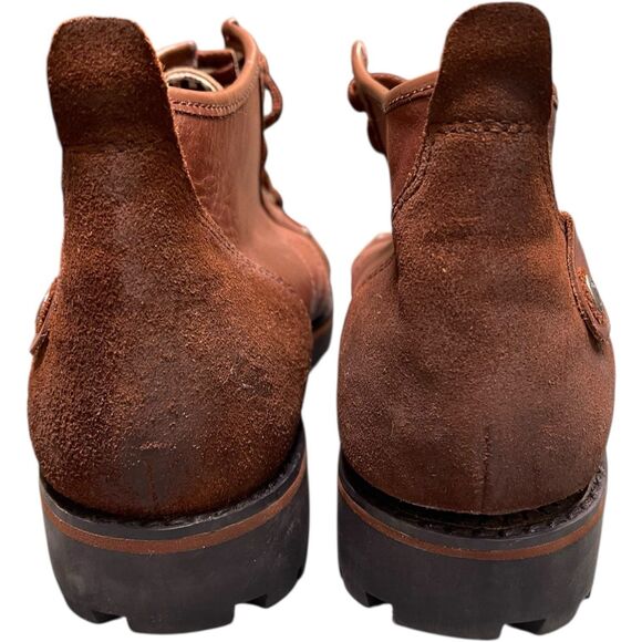 LONDON UNDERGROUND Punk Ankle Boots Lace Up Oil Rubbed Brown Leather Chunky Sole - Picture 7 of 11